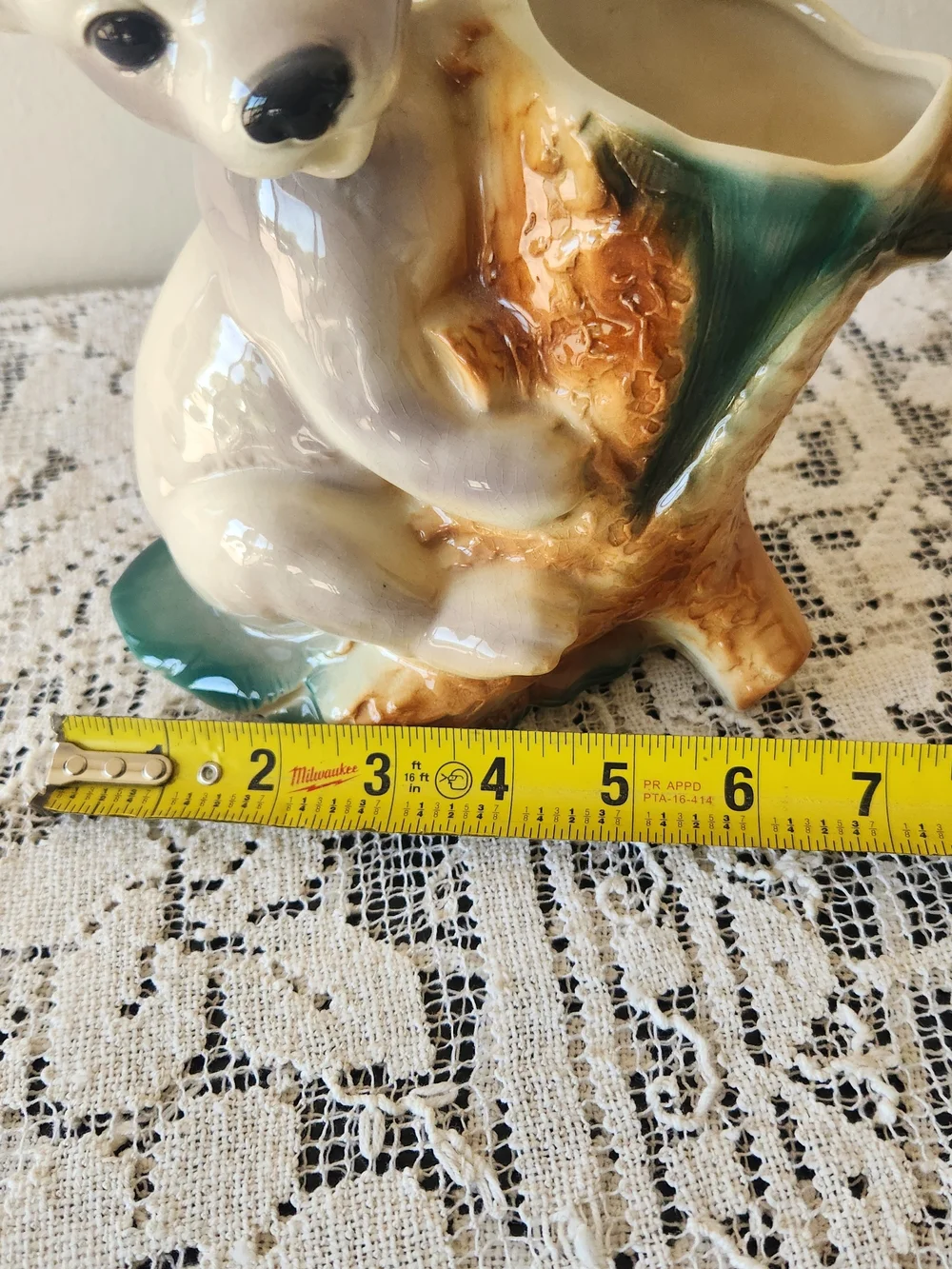 Vintage Royal Copley Ceramic Bear Planter in Cream, Brown & Green
